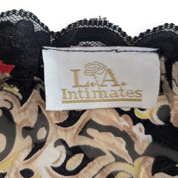 Vintage 80's Scrollwork Print Satin Slip Dress Negligee - Picture 4 of 4